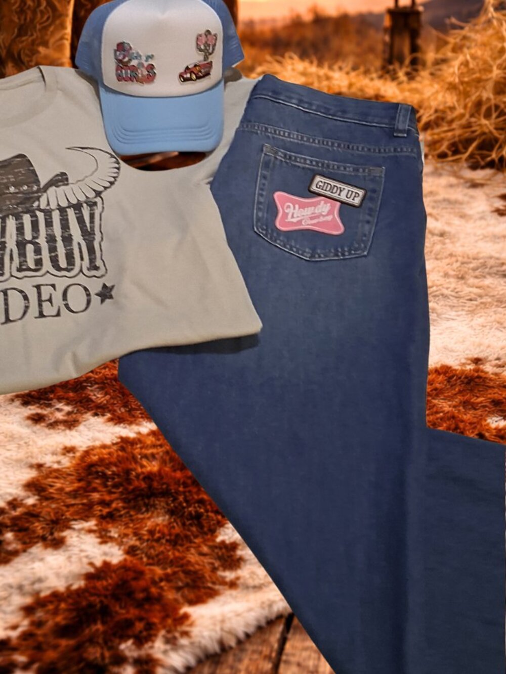 Weekend Academy Custom Patch Capri Jeans – Adjustable Waist Western Distressed R - Picture 7 of 7